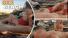 Public flashing in nude beach sucking and Cumshot of Big Cock in Front of Everyone - MissCreamy
