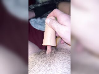 Male with snatch jerks off slomo!