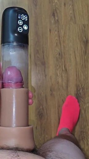 Pumping the Dick with a Vacuum Pump Full of Semen After Cumming