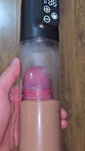 Pumping the Dick with a Vacuum Pump Full of Semen After Cumming