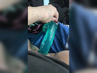 Amateur plays with sex toy and sex toy alone in public!!!