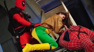 Skinny supergirl knows Spider-Man and Deadpool just want sex