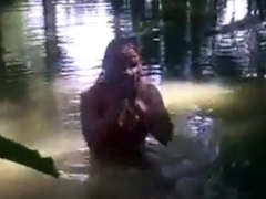 bangla girl rina bathing in pond