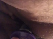 FTM bear chub plays with new toy