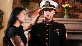 ”stepson cheers up his Asian MILF stepmommy with his huge cock”