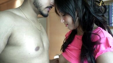 Stepbrother guides his sister through an intimate bedroom lesson