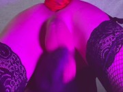 Doggy style cumming with a huge wall mounted knotted dildo in my tight anal