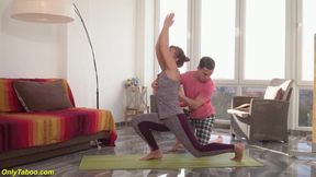 Kinky yoga instructor pounds redhead mom in red spandex only to watch her take a facial