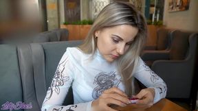 Letty Black's Blonde Cock Begs For A Remote Vibrator In A Cappuccino Bar