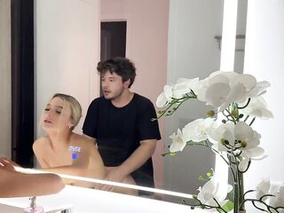 All Natural Big Titties Golden-haired Fucked In Front Of Mirror - Cas Summer - Luke Cooper