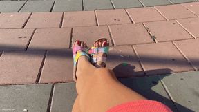 BIRKENSTOCK SANDALS SHOEPLAY IN A PUBLIC PARK - MP4 HD