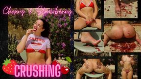 Cherry & Strawberry Crushing... stripping, ass bouncing, up close feet!