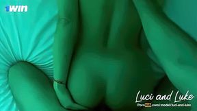 Passionate sex with a hot latina in bed, jism on her hefty ass.