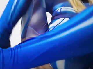 Tgirl Samus in High Heels Banging and Thrusting her Wang throughout Clear Fleshlight Snatch and Cumming Inside