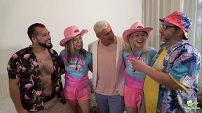 Wild orgy with hot pornstars fucking and sucking