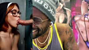 tight tits ginger nun slut sucking off a cummy cock in a glory hole, ai generated