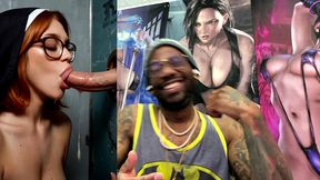 tight tits ginger nun slut sucking off a cummy cock in a glory hole, ai generated