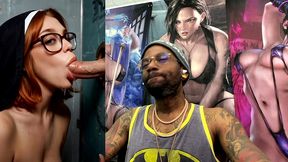 tight tits ginger nun slut sucking off a cummy cock in a glory hole, ai generated