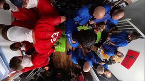 BTS 360 Look At Cheerleader vs Two Football Teams Gangbang