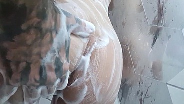 Fucking ass and cum on face Qween in the shower!