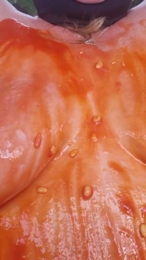 Julie Cunningham Sploshing - Short Slowed Down Clip of My Hug Tits Covered in Beans Being Shaken Side to Side Slowly