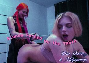 Little blonde fucked on the table