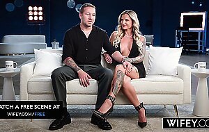 Wifey blonde baddie anastasia shades takes a huge bbc creampie as hubby watches