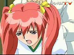 Sexy redhead is screaming while her pussy is being stretched