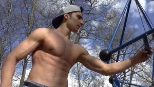 EastBoys: Hairless athletic latino straight dude outdoors