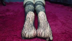 Big Buttocks Fishnet Stockings and Very Wrinkled Soles