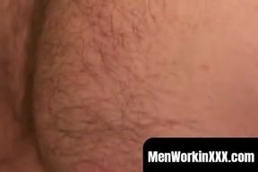 Mature chubby amateur strokes his small dick and cums vigorously