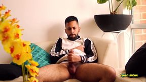 Camilo Brown - Horny Latino Jerking His Big Uncut Cock Really Hot Until He Cums Handsfree Close To The Cam