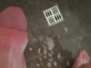 Risky public jerk off in hostel shower room over seeing other guys dicks