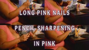 Long Pink Nails Sharpening Pencils