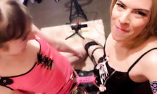 Trans Girls Share a Cock and -Censored- Cage Huge Load of