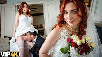 Redhead bride Cherry Crush films homemade sex on her wedding day