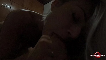 Sucking the dick of the skinny yummy, asking for milky blonde gets a cum in the face!