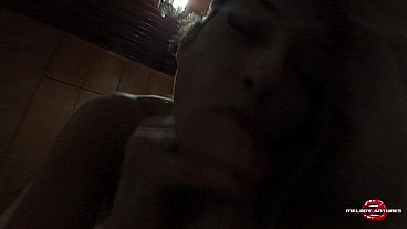 Sucking the dick of the skinny yummy, asking for milky blonde gets a cum in the face!