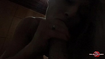 Sucking the dick of the skinny yummy, asking for milky blonde gets a cum in the face!