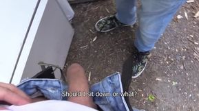 youthfull bartender displays his shaft in public