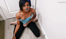 Super Sexy Hero Trans Chick plays with her Stick Clit s