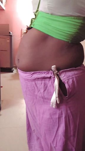 Desi Tamil Slut Wife Renu No Bra Blouse & No Panty Petticoat Saree Tease for Secret Lover! Indianhotwifex