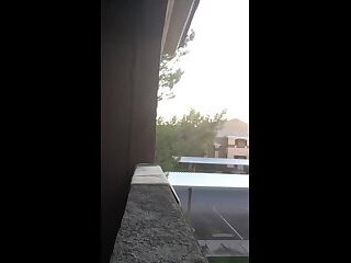 Exhibitionist almost caught jacking in public on my balcony