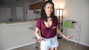 Rich bratty stepdaughter wants expensive bag but stepdad wants ass