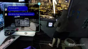 Busty Brunette takes extreme deepthroat in neon-lit cyberpunk room