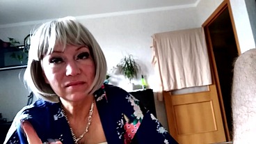 Jolly MILF sadly but intently sucks her husband's cock after a long separation due to her own stupidity...