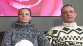 Sexy German babe shares dick with bi guy in a hot threesome