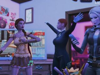 Large tit stepsister screwed at Halloween night and cum in her throat - sims 4