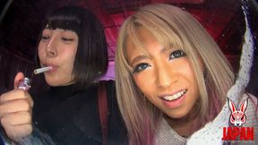 RISA and Yua Nanami humiliate you with saliva-drenched tongues and smoky breath - A filthy POV punishment dripping with spit and the bitter taste of nicotine