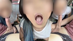 Public Car Blowjob – Chinese Babe Sucks My Cock & Takes Cum in Mouth